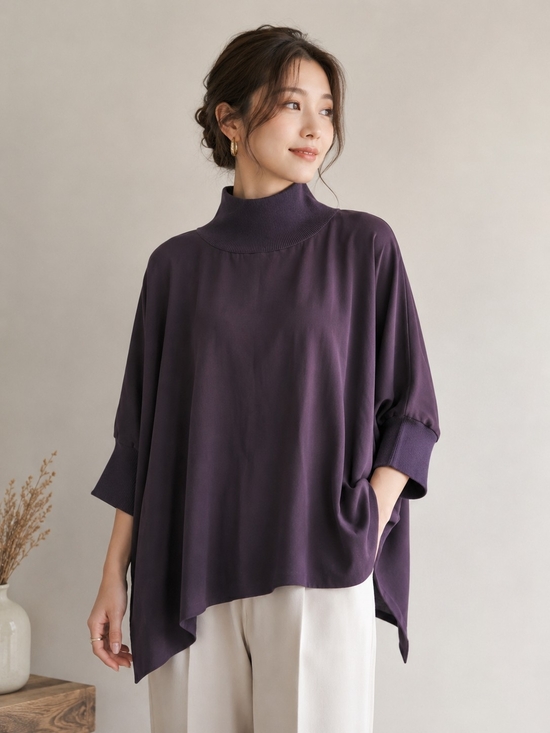 Babaton Tops - Babaton Aritzia Plum Mock Neck Oversized Top